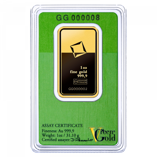 Valcambi 1oz Fine Green Gold Bar | Ethical Gold | .999