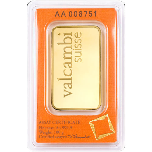 Valcambi 100g Fine Gold Bar .999