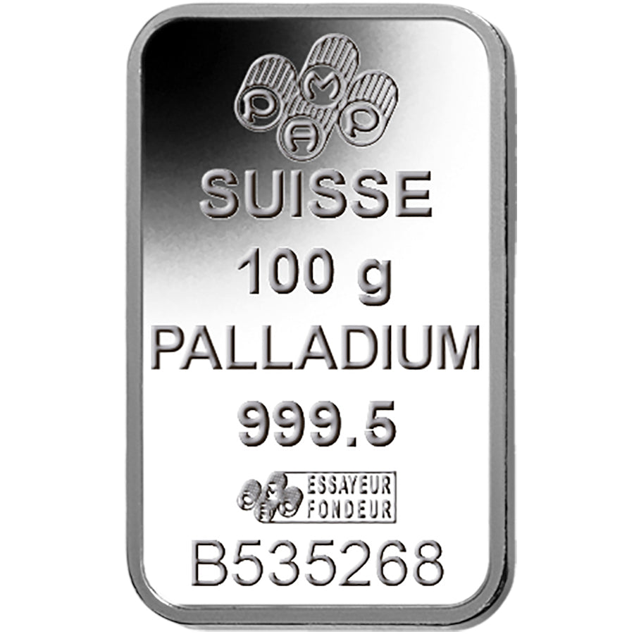 PAMP 100g Fine Palladium Bar - Lady Fortuna