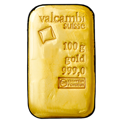 Valcambi 100g Gold Cast Bar