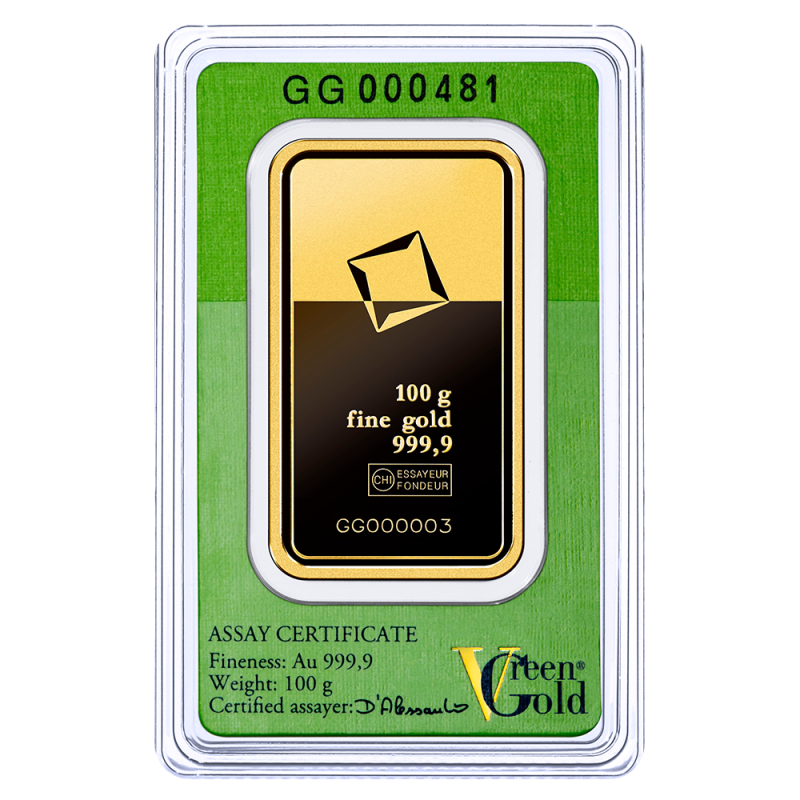 Valcambi 100g Fine Green Gold Bar | Ethical Gold | .9999