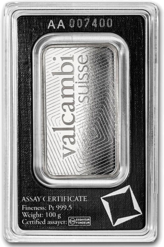 Valcambi 100g Platinum Bar .9995