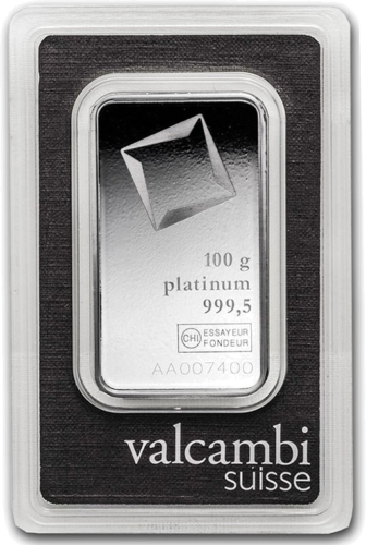 Valcambi 100g Platinum Bar .9995