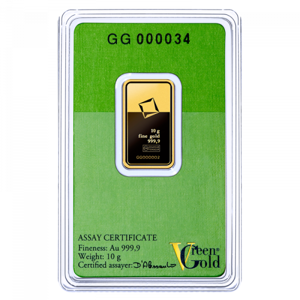 Valcambi 10g Fine Green Gold Bar | Ethical Gold | .999