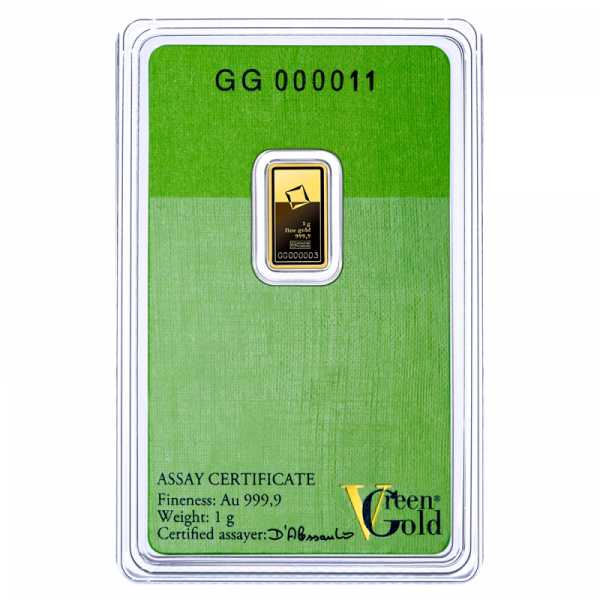 Valcambi 1g Fine Green Gold Bar | Ethical Gold | .999