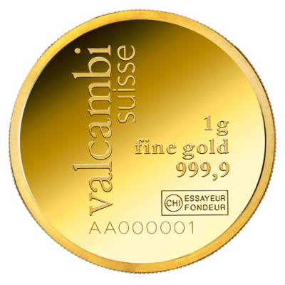 Valcambi 1g Gold Round Bar