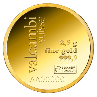 Valcambi 2.5g Gold Round Bar