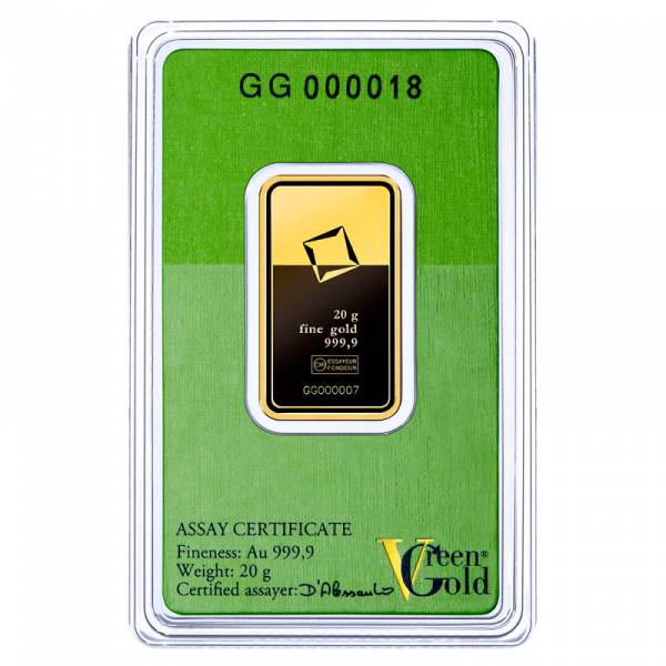 Valcambi 20g Fine Green Gold Bar | Ethical Gold | .999