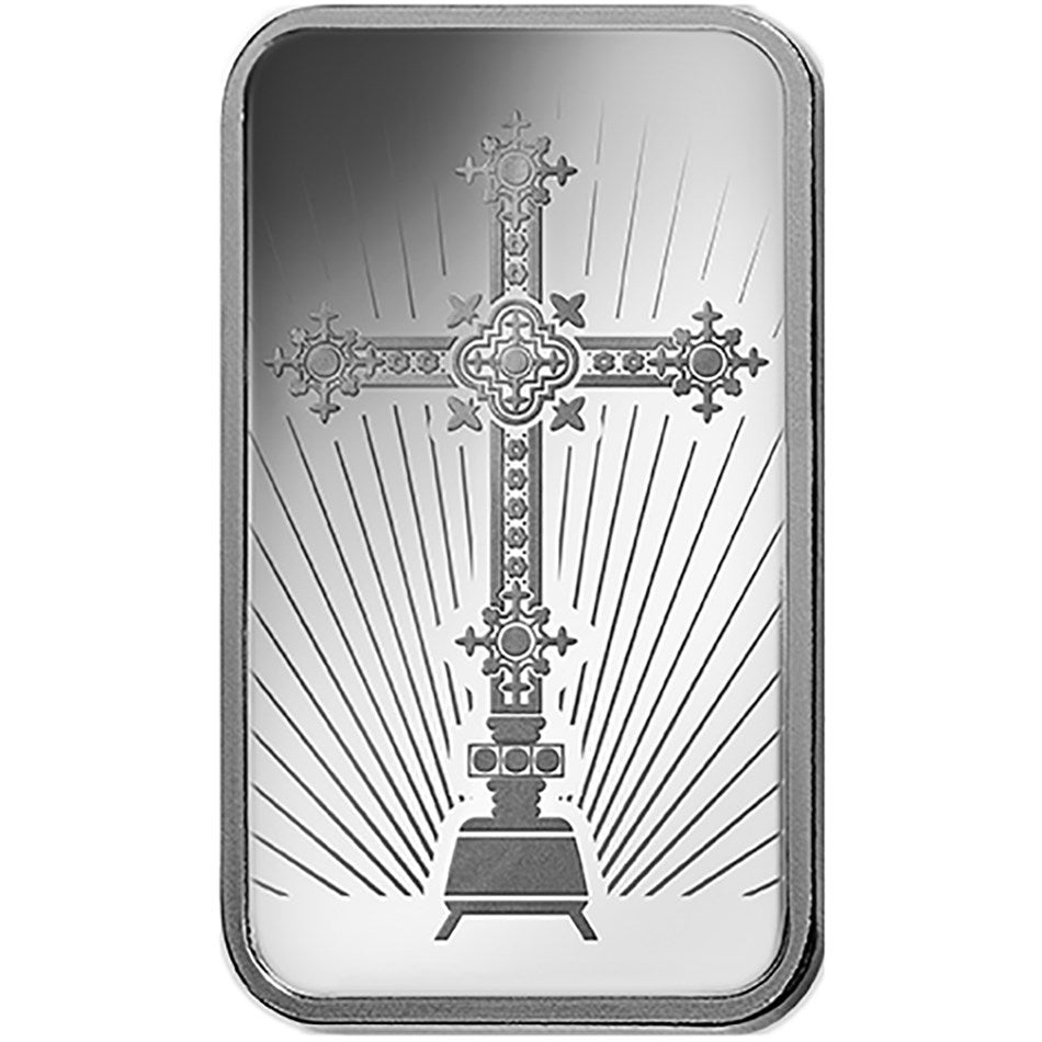 PAMP Suisse 1oz Fine Silver Mint Bar - Romanesque Cross