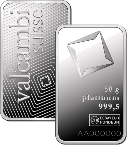 Valcambi 50g Platinum Bar .9995