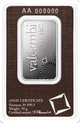 Valcambi 50g Platinum Bar .9995