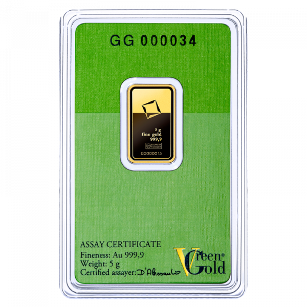 Valcambi 5g Fine Green Gold Bar | Ethical Gold | .999