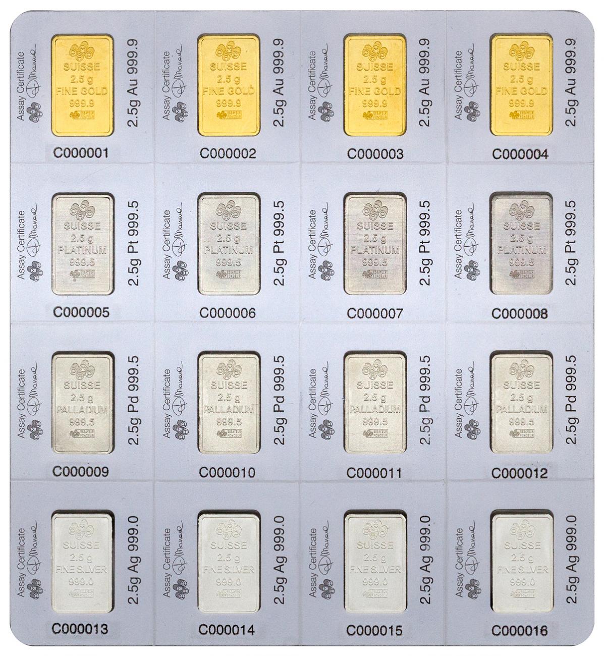 PAMP Suisse 40g Multigram Portfolio Combibar Gold Platinum Palladium Silver