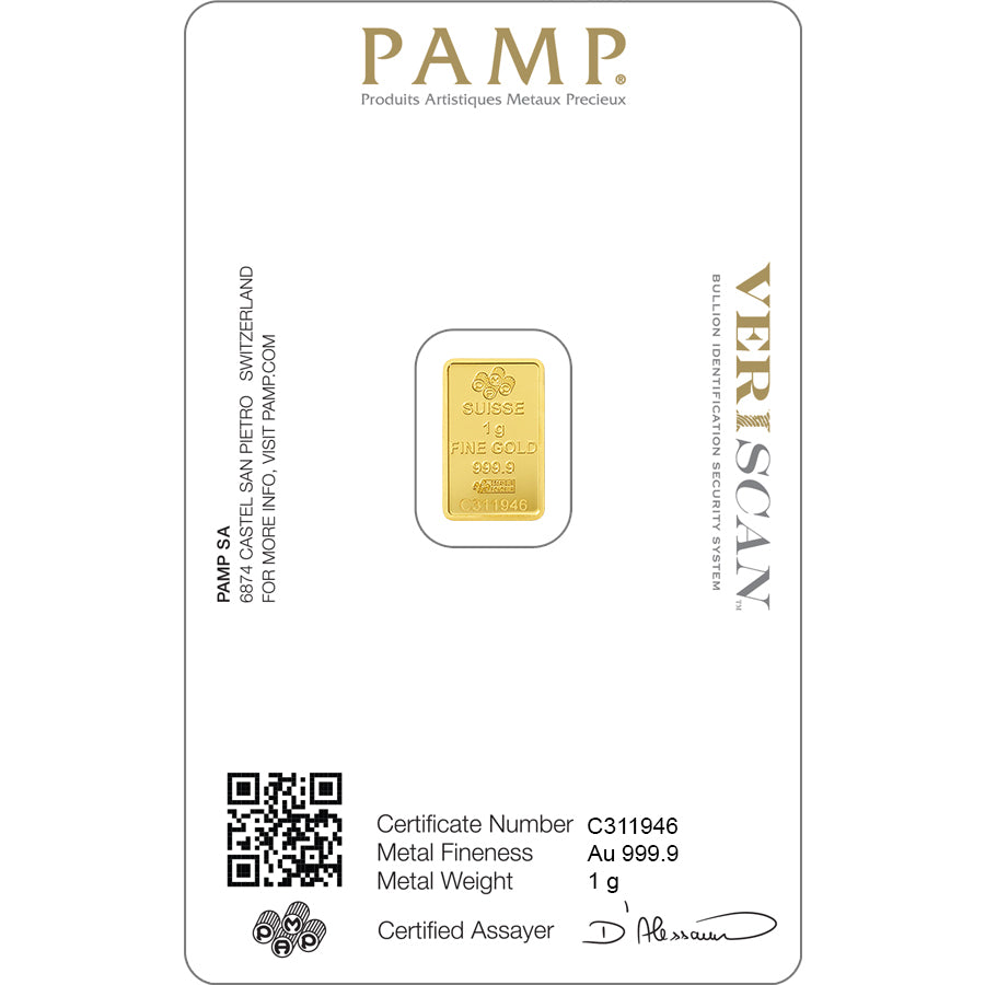 PAMP Suisse 1g Fine Gold Bar