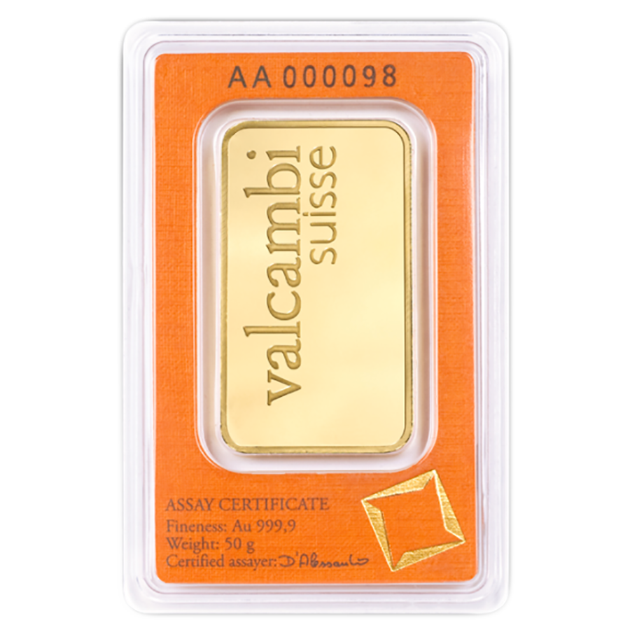 Valcambi 50g Fine Gold Bar