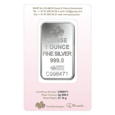 PAMP Suisse 1oz Fine Silver Bar - 'Love Always'